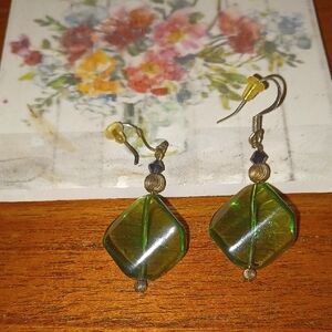 Elegant Green Dangle Earrings